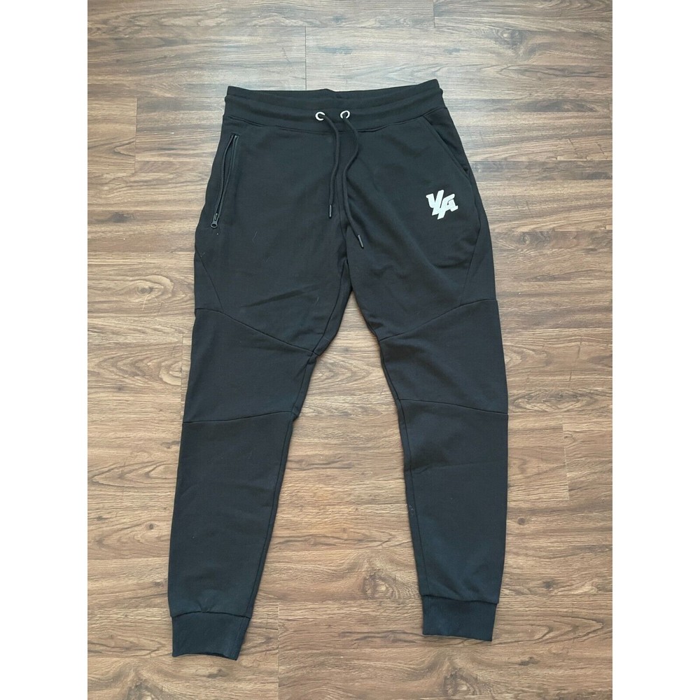 YOUNGLA Black Joggers Men Sz Large L Sweatpants Pants Tapered Active Gym